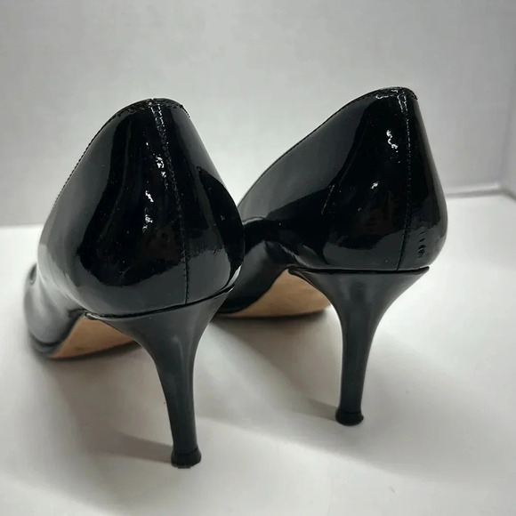 Stuart Weitzman Heels High Heel Pumps Shoe Peep Toe Shiny Patent Leather Black 8 - Picture 3 of 11